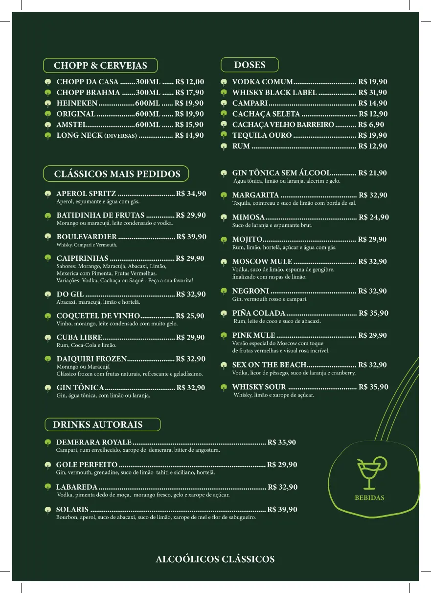 Cardápio - Bebidas e Drinks